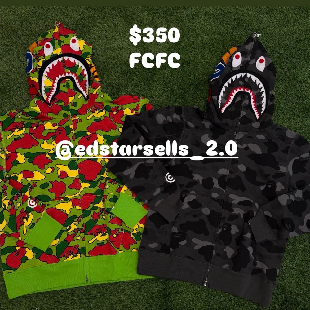 BAPE Kids Shark Hoodie - Green Camo and Black Camo